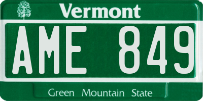 VT license plate AME849
