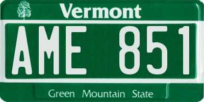 VT license plate AME851