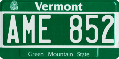 VT license plate AME852