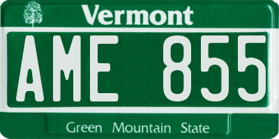 VT license plate AME855