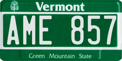 VT license plate AME857