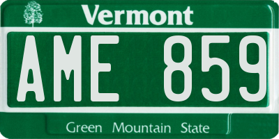 VT license plate AME859