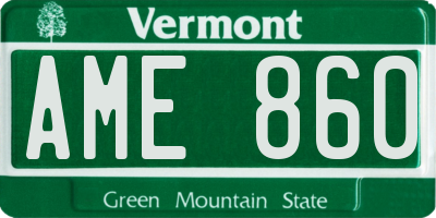 VT license plate AME860