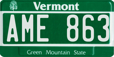 VT license plate AME863