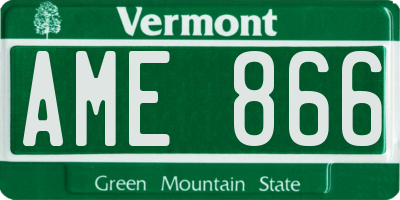 VT license plate AME866