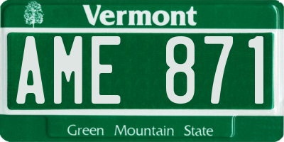 VT license plate AME871