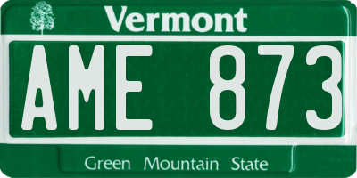 VT license plate AME873
