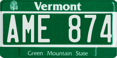 VT license plate AME874