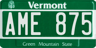 VT license plate AME875