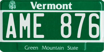 VT license plate AME876