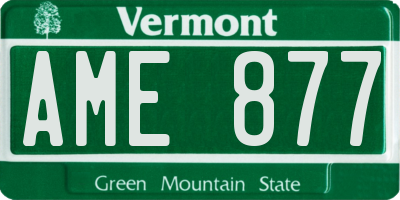 VT license plate AME877