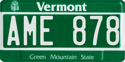 VT license plate AME878