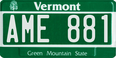 VT license plate AME881