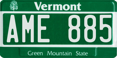 VT license plate AME885