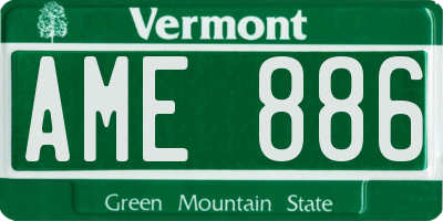 VT license plate AME886