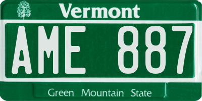 VT license plate AME887