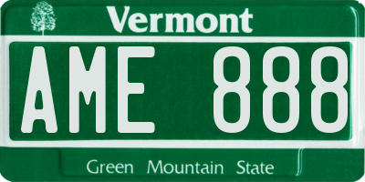 VT license plate AME888