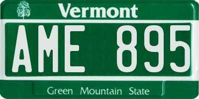 VT license plate AME895