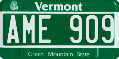 VT license plate AME909