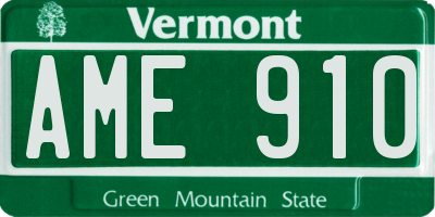 VT license plate AME910