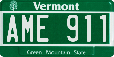 VT license plate AME911