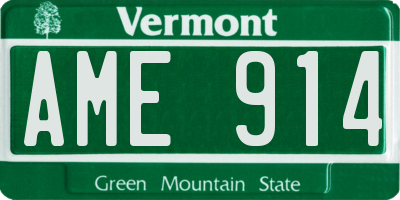 VT license plate AME914