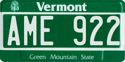 VT license plate AME922