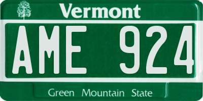 VT license plate AME924
