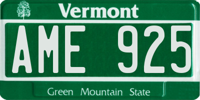 VT license plate AME925