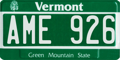 VT license plate AME926