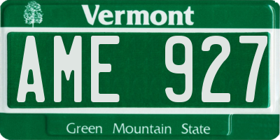 VT license plate AME927