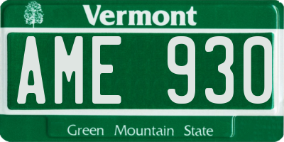VT license plate AME930