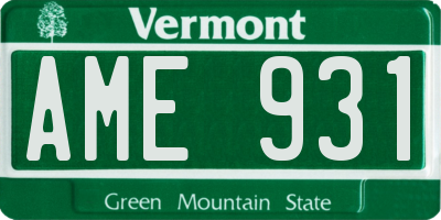 VT license plate AME931