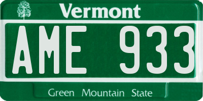 VT license plate AME933