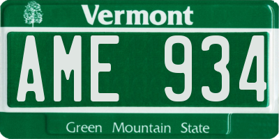 VT license plate AME934