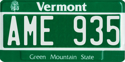 VT license plate AME935