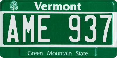 VT license plate AME937