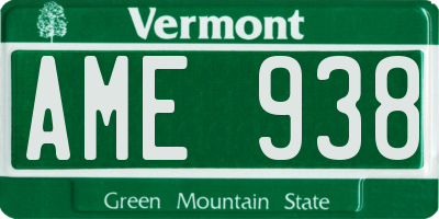 VT license plate AME938