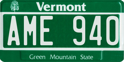 VT license plate AME940