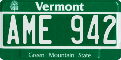VT license plate AME942