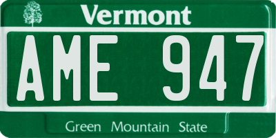 VT license plate AME947