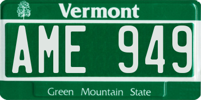 VT license plate AME949