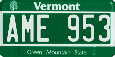 VT license plate AME953