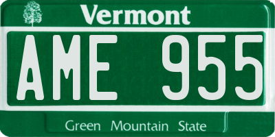 VT license plate AME955