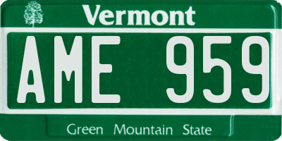 VT license plate AME959