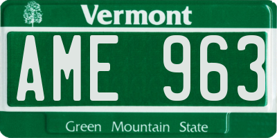 VT license plate AME963