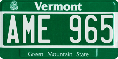 VT license plate AME965
