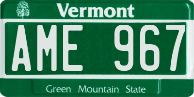 VT license plate AME967