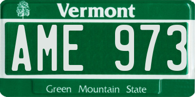 VT license plate AME973
