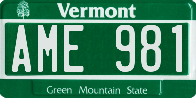 VT license plate AME981